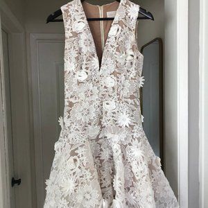 Bronx and Banco Floral and Lace White Dress